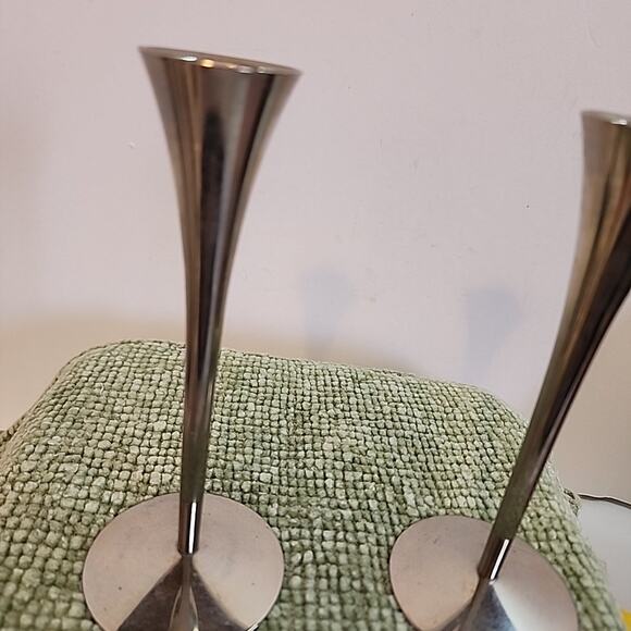 1960s Vtg Silver Arthur Solingen Germany Candle Holders 6" MCM Retro Taper - Picture 2 of 5